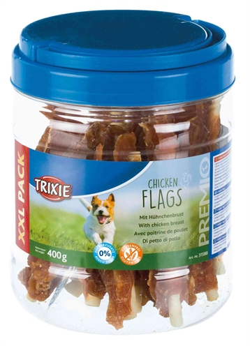 TRIXIE Kauwsnack Premio Chicken Flags Runderhuid met kip, 65% vlees, tandverzorgend - 400 g