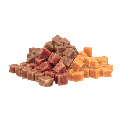 TRIXIE Premio Vlees Minis Beloningssnoepjes Extra klein, 4 smaken (kip/eend/rund/lam), glutenvrij - 4x100 g