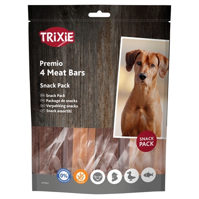 TRIXIE Premio Vlees Bars Honden snacks 91% vlees, glutenvrij, zonder toegevoegde suikers - Mix - 4x100 g