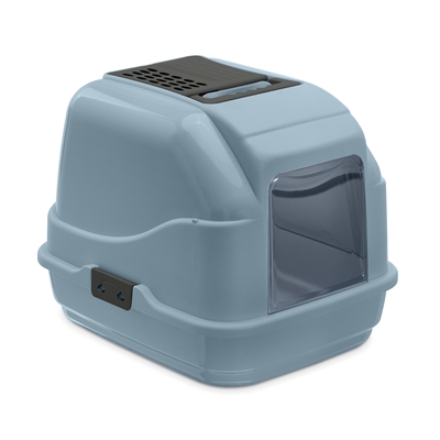 IMAC Kattenbak Easy Cat 2nd Life Gerecycled, Koolfilter & Deur, Inclusief Schep - Blauw - 50x40x40 cm