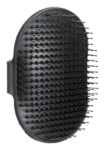 TRIXIE Verzorgingsborstel Rubber | Natuurrubber met metalen pinnen & noppen - Verstelbare handriem - 13x8 cm
