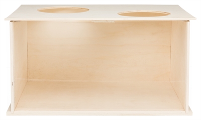 TRIXIE Graafbak voor konijnen Hout/Plexi met zichtvenster, 2 ingangen, houdt zand binnenboord - Naturel - 58×38×30 cm