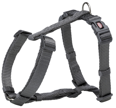 TRIXIE Hondentuig Premium H-tuig traploos verstelbaar, kliksluiting, O-ring - Grijs - 52-75x2 cm