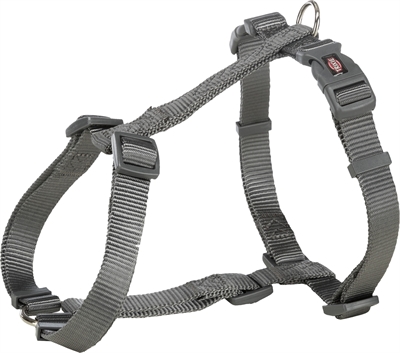 TRIXIE Hondentuig Premium H-tuig Traploos verstelbaar | Kliksluiting & D-ring - Grijs - 42-60 x 1,5 cm (S-M)