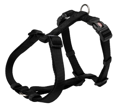 TRIXIE Hondentuig Premium H-Royal traploos verstelbaar, kliksluiting, O-ring - Zwart - 20-32x1 cm