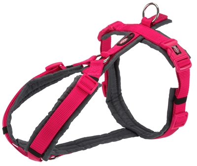 TRIXIE Hondentuig Premium Trekking zachte voering, traploos verstelbaar, extra aanlijn-ring - Fuchsia/Grijs - 62-74x2,5 cm (M-L)