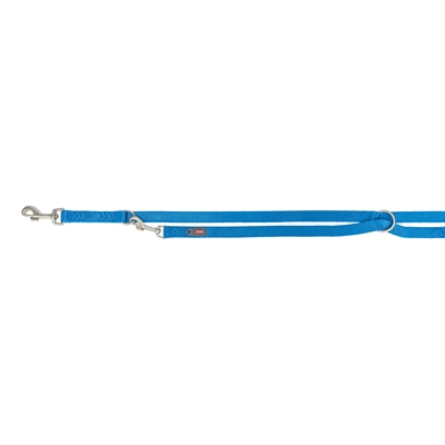 TRIXIE Hondenriem Premium Dubbelgestikt Verstelbaar met extra oogjes en dubbele musketonhaak - Royal Blauw - 200x1 cm