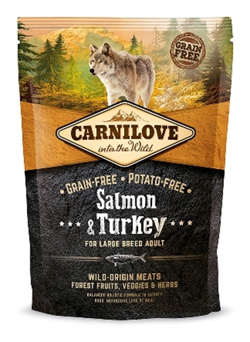 CARNILOVE Hondenvoer Salmon/Turkey Adult Large Breed - Graanvrij, Hoog vleesgehalte, Gemakkelijk verteerbaar - 1,5 kg