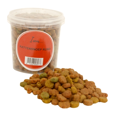 I AM Kattensnoep RUND Compacte snoepjes in hersluitbaar potje, rundsmaak - diverse kleuren - 70 g