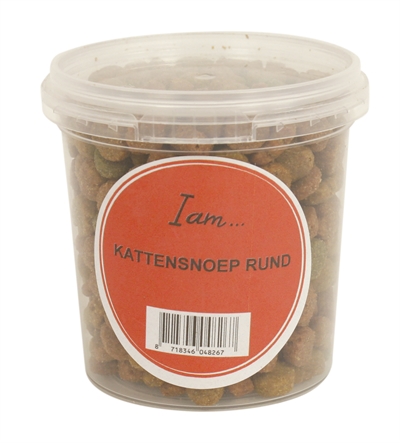 I AM Kattensnoep RUND Compacte snoepjes in hersluitbaar potje, rundsmaak - diverse kleuren - 70 g