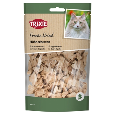 TRIXIE Kattensnack PREMIO Freeze Dried Kippenharten 100% gevriesdroogd, 100% natuurlijk, hoog eiwit - Naturel - 25 g