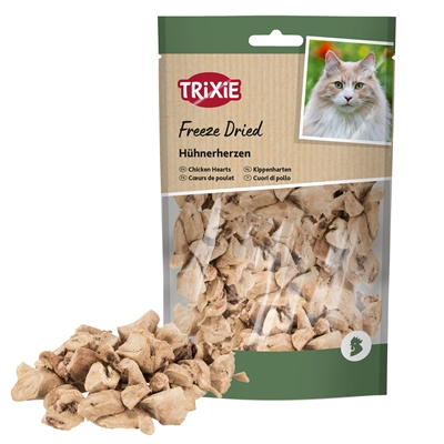 TRIXIE Kattensnack PREMIO Freeze Dried Kippenharten 100% gevriesdroogd, 100% natuurlijk, hoog eiwit - Naturel - 25 g