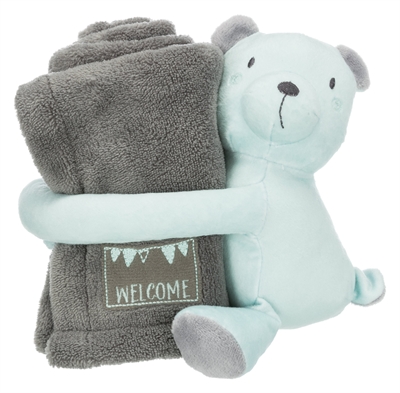 TRIXIE JUNIOR SPEELSET DEKEN EN BEER GRIJS / MINTGROEN