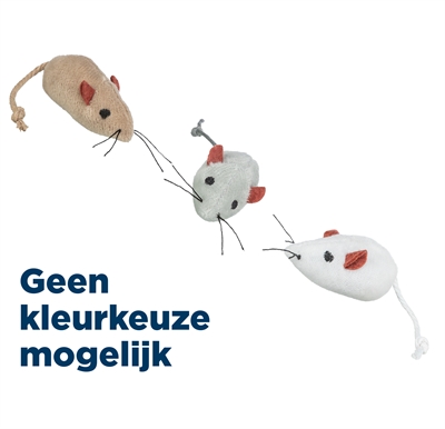 TRIXIE Pluche muizen assorti 24 stuks met catnip, touwstaart & display - Mix kleuren - 5 cm