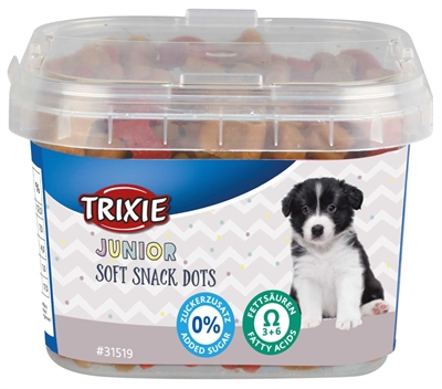 TRIXIE Junior Soft Snack Dots Omega-3 | Zachte beloning voor jonge honden met kip & zalm, omega-3/6 - 140 g