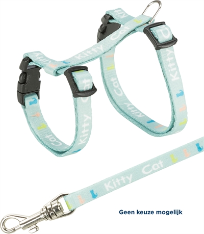 TRIXIE Tuigje voor kittens Junior Kitty Cat verstelbaar met kliksluiting en riem - Assorti - 21-33 x 0,8 cm