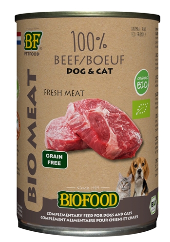 BF PETFOOD Natvoer Blik Organic 100% Rund Biologisch, Graanvrij, Hypoallergeen - 12x400 g