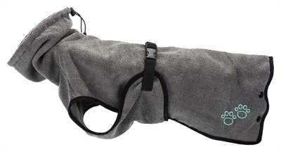 TRIXIE Badjas hond Badstof 50 cm Sneldrogend, beschermt tegen onderkoeling - Grijs - M