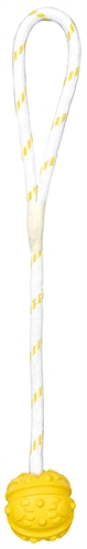 TRIXIE Hondenspeelbal Bal aan touw Natuurrubber Drijvend Handvat voor ver gooien - Limegroen - 7 cm