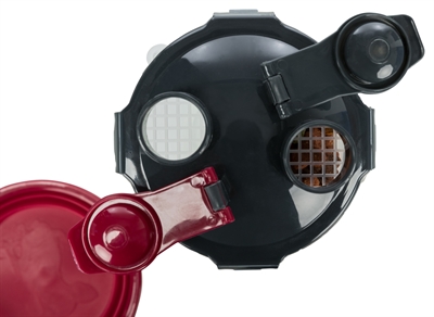 TRIXIE Water- & voerfles Reisbakmodel Gescheiden kamers en siliconen uitvouwbak met karabijnhaak - Transparant - 2x350 ml 11x11x