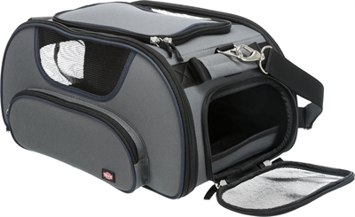 TRIXIE Hondentas Vliegtuigtas WINGS voor cabine, vormvast EVA & meervoudige openingen - Grijs/Blauw - 46x28x23 cm