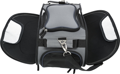 TRIXIE Hondentas Vliegtuigtas WINGS voor cabine, vormvast EVA & meervoudige openingen - Grijs/Blauw - 46x28x23 cm
