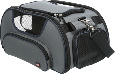 TRIXIE Hondentas Vliegtuigtas WINGS voor cabine, vormvast EVA & meervoudige openingen - Grijs/Blauw - 46x28x23 cm