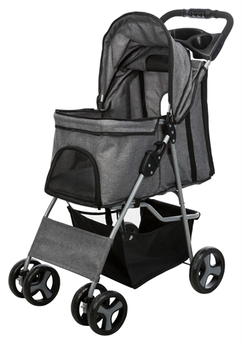 TRIXIE Hondenbuggy Inklapbaar Eénhandig bediend, 4-wiel stabiliteit & parkeerremmen - Grijs - 47x80x100 cm, tot 11 kg