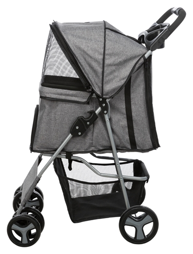 TRIXIE Hondenbuggy Inklapbaar Eénhandig bediend, 4-wiel stabiliteit & parkeerremmen - Grijs - 47x80x100 cm, tot 11 kg