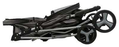 TRIXIE Hondenbuggy Inklapbaar Eénhandig bediend, 4-wiel stabiliteit & parkeerremmen - Grijs - 47x80x100 cm, tot 11 kg