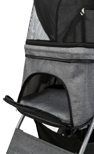 TRIXIE Hondenbuggy Inklapbaar Eénhandig bediend, 4-wiel stabiliteit & parkeerremmen - Grijs - 47x80x100 cm, tot 11 kg