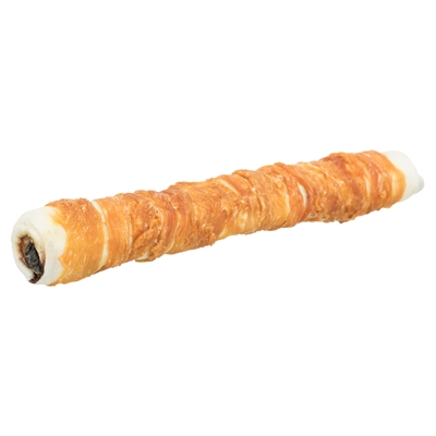 TRIXIE Kauwrol Denta Fun Filled Chicken Chewing Roll Driedelige kip-omwikkelde runderhuid gevuld met runderlever & long - naturel - 28 cm 150 g