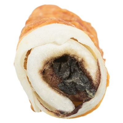 TRIXIE Kauwrol Denta Fun Filled Chicken Chewing Roll Driedelige kip-omwikkelde runderhuid gevuld met runderlever & long - naturel - 28 cm 150 g