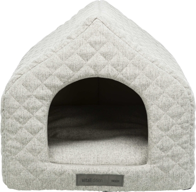 TRIXIE Hondenmand Huis Noah Orthopedisch memory-kussen & afneembare hoes, huisvorm voor geborgenheid - lichtgrijs - 43x40x45 cm