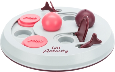 TRIXIE Intelligentiespel voor kat Cat Activity Flip Board - Mentale stimulatie, Beloningssysteem, Slipvaste onderkant - Roze/Lichtgrijs - 23x23 cm