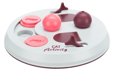 TRIXIE Intelligentiespel voor kat Cat Activity Flip Board - Mentale stimulatie, Beloningssysteem, Slipvaste onderkant - Roze/Lichtgrijs - 23x23 cm