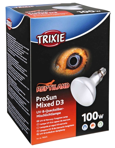 TRIXIE Reptiland Prosun Mixed D3 UV-B Lamp Zelfstartend UVB+UVA+Warmte, ingebouwde ballast - E27 - 9,5x13 cm / 100 W