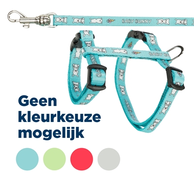 TRIXIE Konijnentuig Baby Bunny Traploos verstelbaar incl 125 cm looplijn - Assorti - 20-33x0,8+125 cm