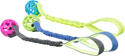 TRIXIE Bungee Tugger met Bal Schokdemper, Handvat, zonder pieper - Assorti - 9x9x48 cm