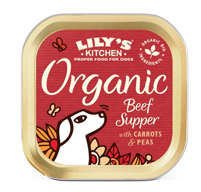 LILY'S KITCHEN Natvoer hond Organic Beef Supper 54% vlees | Biologisch, complete maaltijd - 11x150 g