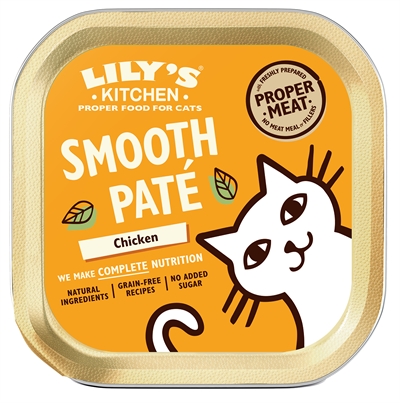 LILY'S KITCHEN Kattennatvoer Smooth Paté Chicken 65% vers vlees, graanvrij, 1 eiwitbron (kip) - 19x85 g