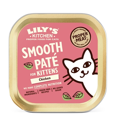 LILY'S KITCHEN Kattenvoer Cat Kitten Smooth Paté Chicken - 65% vers vlees, graanvrij, optimale vochtbalans - Naturel - 19x85 g