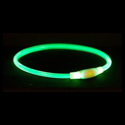 TRIXIE Hondenhalsband USB Flash Light Oplaadbaar, knipper/continu, zicht tot 200 m - Groen - L-XL 65x0,8 cm