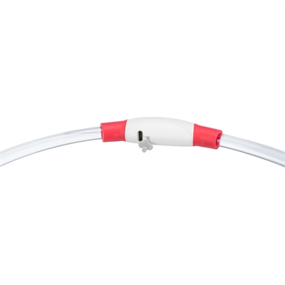 TRIXIE Lichtgevende halsband USB Flash Light Oplaadbaar knipper/constante modus, rondom verlicht 200 m zicht - Rood - 40x0,8 cm
