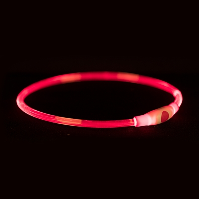 TRIXIE Lichtgevende halsband USB Flash Light Oplaadbaar 200 m zicht, knipper/continu - Rood - L-XL 65x0,8 cm