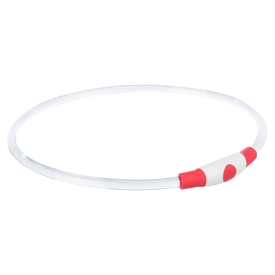 TRIXIE Lichtgevende halsband USB Flash Light Oplaadbaar 200 m zicht, knipper/continu - Rood - L-XL 65x0,8 cm