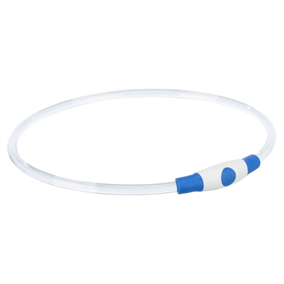 TRIXIE Lichtgevende halsband USB Flash Light Oplaadbaar, 2-standen & zicht tot 200 m - Blauw - 65x0,8 cm