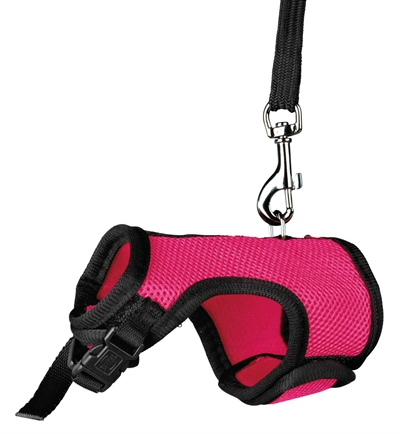 TRIXIE Softtuig met riem voor ratten SOFTTUIG MET RIEM - Mesh, brede drukverdeling, verstelbaar, elastische riem - Assorti - 12-18x120 cm