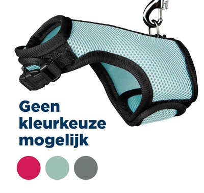 TRIXIE Softtuig met riem voor ratten SOFTTUIG MET RIEM - Mesh, brede drukverdeling, verstelbaar, elastische riem - Assorti - 12-18x120 cm