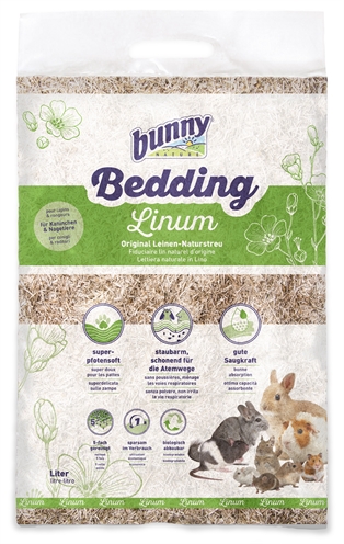 BUNNY NATURE Bodembedekking Bunnybedding Linum - Zeer zacht, Stofarm, Sterke absorptie - Natuurlijk - 12,5 L